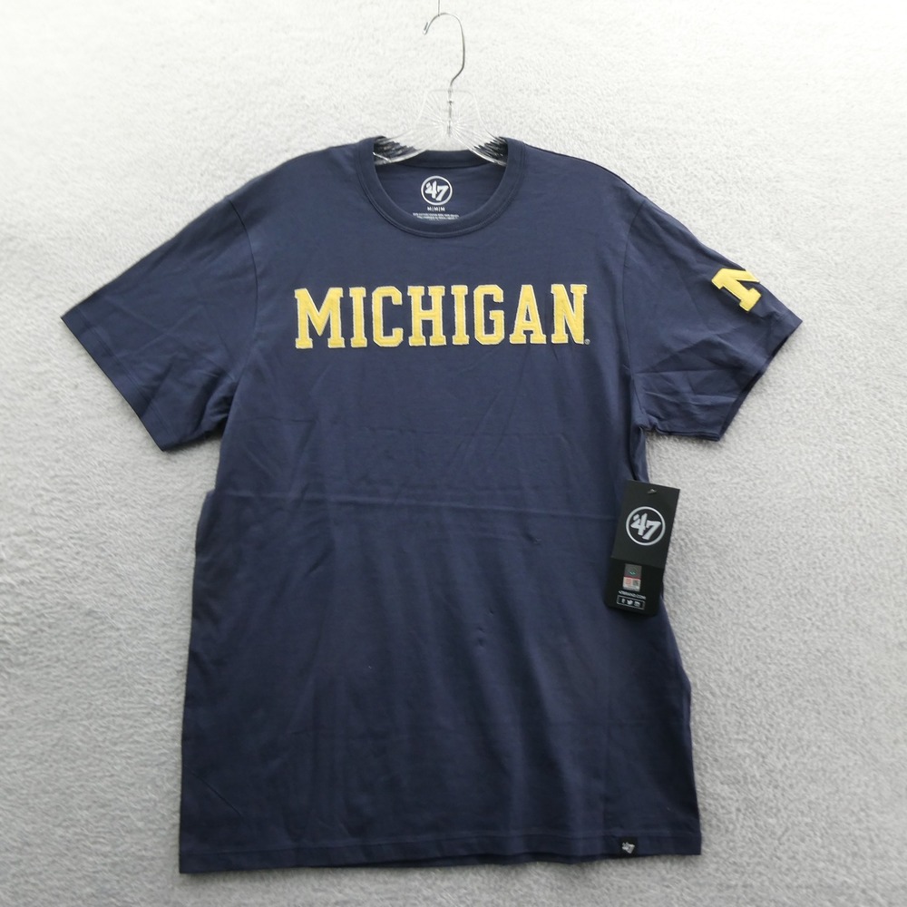 '47 Brand Shirt Mens Medium Michigan Wolverines Blue Short Sleeve Cotton